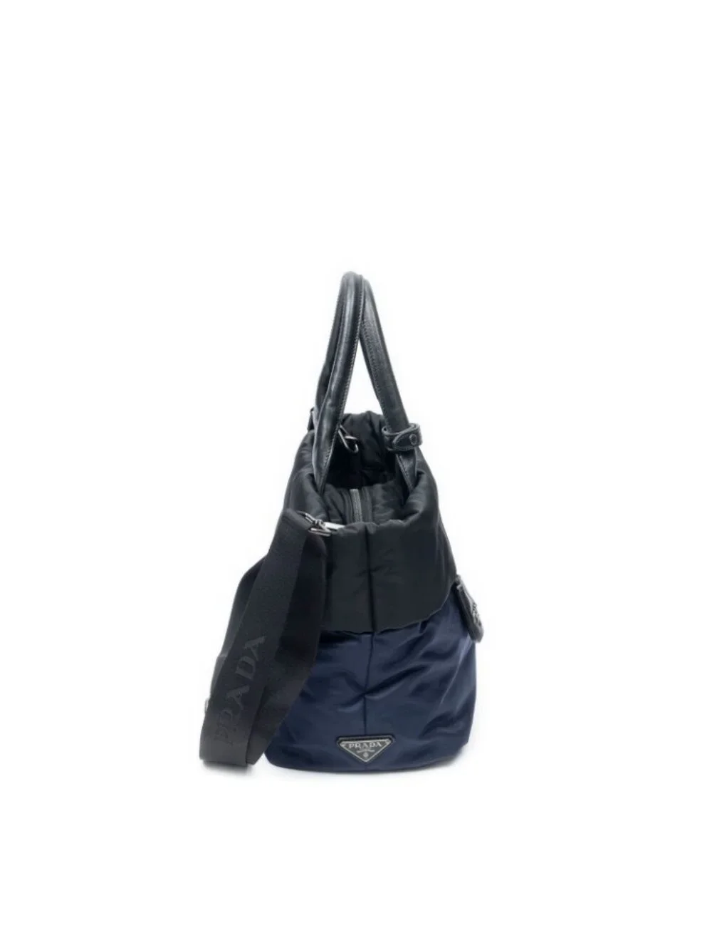 Prada Small Reversible Tote Bag Navy Black Nylon Canvas